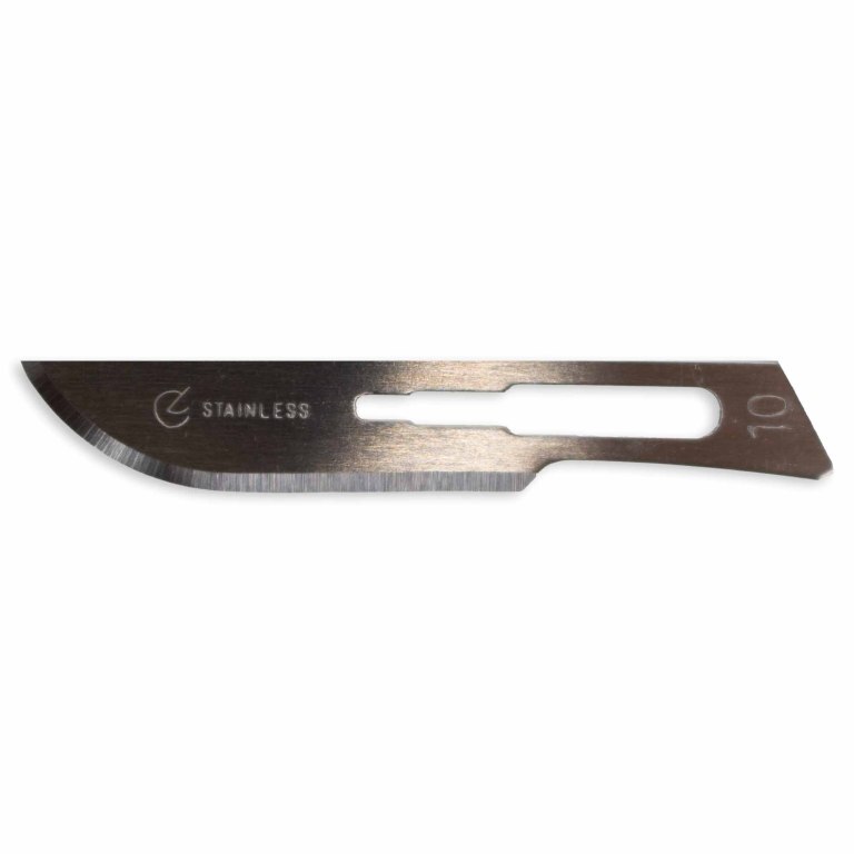 Sterile Surgical Scalpel Blades & Handle - 10 Pack, Blade Size #10, Handle Size #3, Stainless Steel, Individually Packaged For Safety