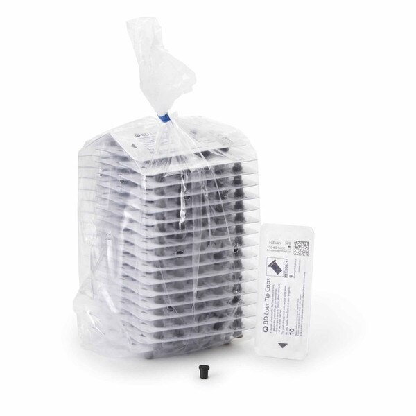 BD Syringe Tip Cap, Black, Sterile, 308341, 10/Pack | Med