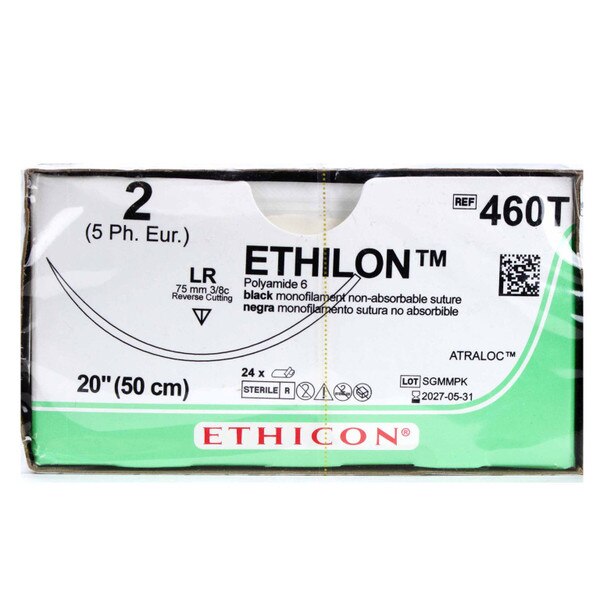Ethicon Ethilon Nylon Suture, Size 2, LR, 20in, Black, 24/Box | Med-Vet ...
