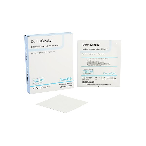 Alginate Dressing DermaGinate 4-1/4 X 4-1/4 Inch Square, 00270E, 10/Box | Med-Vet International Alginate Dressing DermaGinate 4-1/4 X 4-1/4 Inch Square, 00270E, 10/Box | Med-Vet International