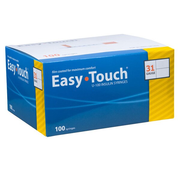 Easytouch u 100 insulin syringes 1ml 31g x 5 16in 100 box