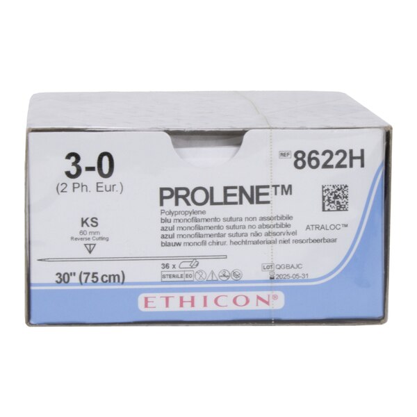 Ethicon Prolene Polypropylene Suture, Size 3-0, KS, 30In, Blue, 36/Box ...