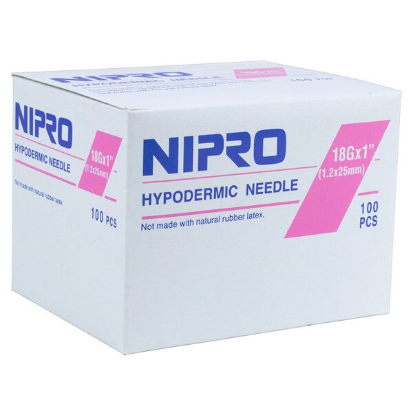 Nipro Hypodermic Needles, 18G x 1-in, 100/Box | Med-Vet International