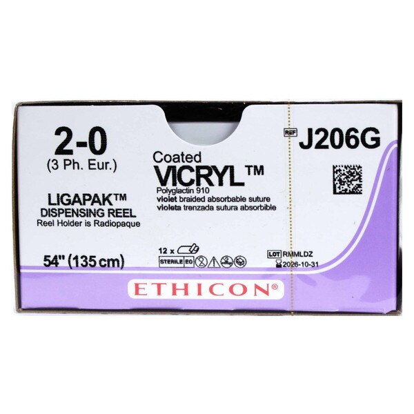 glico様　6/20 Ethicon Vicryl Polyglactin 910 Suture, Size 2-0, LIGAPAK REEL