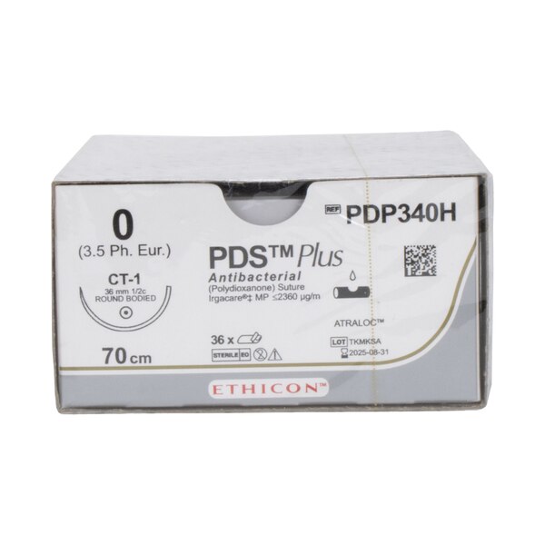 Ethicon PDS Plus Antibacterial Polydioxanone Suture, Size 0, CT-1