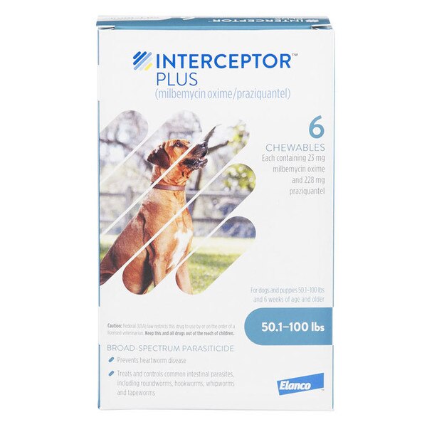 RX INTERCEPTOR PLUS FOR DOGS, BLUE, 50-100LBS, 228MG, 6 PACK | Med-Vet ...