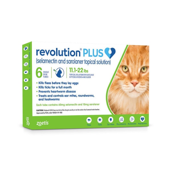 Rx Zoetis Revolution Plus for Cats 11.1-22LB, Green Label, (6 Dose ...