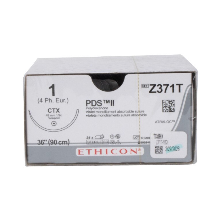 Ethicon PDS II Polydioxanone Suture, Size 1, CTX, 36In, Violet, 24