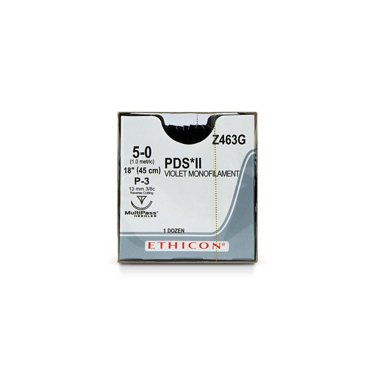 Ethicon PDS II Suture, Size 5-0, P-3, 18