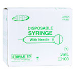 AHS Syringe & Needle, 3mL, Luer Lock, 22G X 1